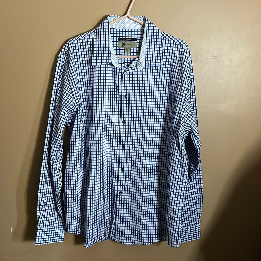 😄J Hane Barnes slim fit checked cotton dress shirt. L4